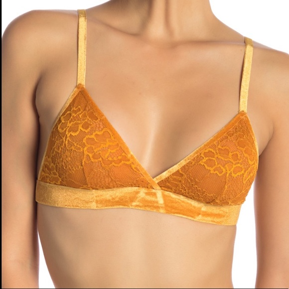 Shimera Other - Shimera Yellow Lace Velvet Bra Mustard Yellow